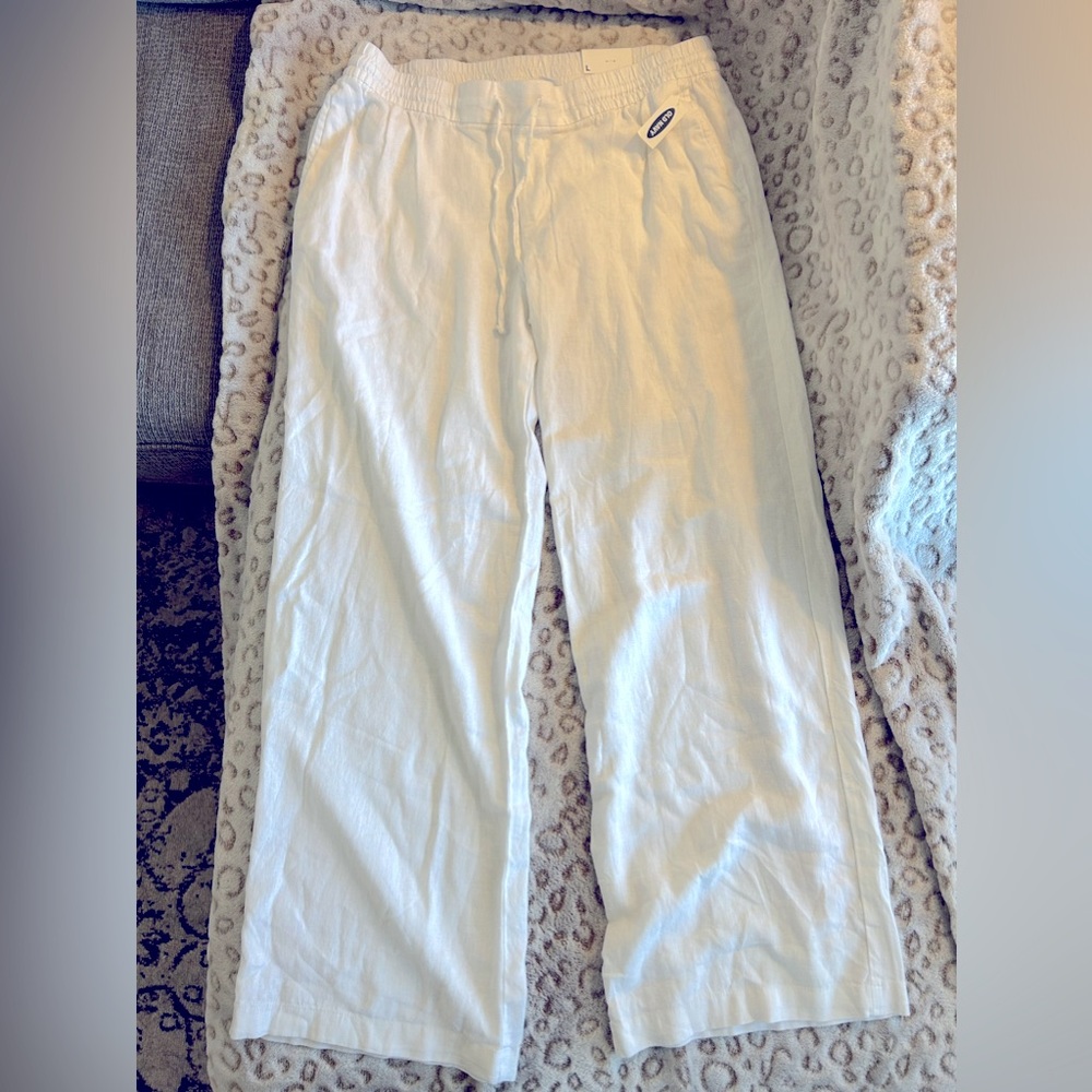 Old Navy NWT Linen Blend White Wide Leg Pants
